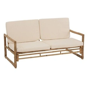 Paris Prix Canapé 2 places tissu blanc et bambou clair Nabila L 150 cm pas cher