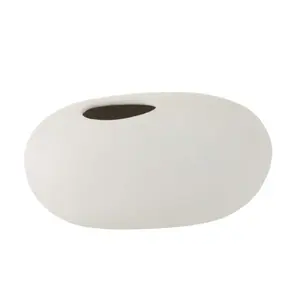 Comparateur de prix : Paris Prix Vase Design - J-LINE - Ovale Céramique - 25cm - Blanc Mat - Contemporain