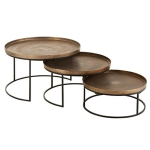 Non communiqué Table d'appoint ronde effet rouille Rolice - Lot de 3 pas cher