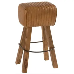 Hellin Tabouret gym cuir camel naturel Xavier hauteur d'assise 75 cm pas cher