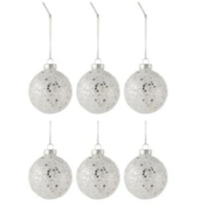 Comparateur de prix : The Perfect Piece J-Line Boite De 6 Boule De Noel Etoiles Verre Argent Small TU