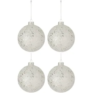 Comparateur de prix : J-Line Boite De 4 Boule De Noel Etoiles Verre Argent Large TU