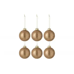 J-Line Boite De 6 Boules De Noel Etoiles Verre Bronze Small TU pas cher
