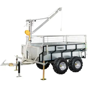 TORROS Remorque double essieux 4 roues 1400kg benne galvanisée basculante + g... pas cher