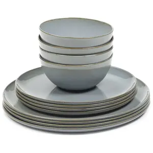Set de vaisselle 12 pièces en grès smoked blue Terres de rêves - Serax