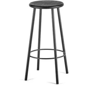 Tabouret de bar en acier et contreplaqué noir 66cm - Serax pas cher