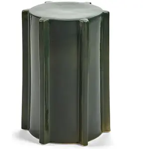 Comparateur de prix : Table d'appoint géométrique en grès laqué vert foncé 31,3x45,4 cm Pawn...