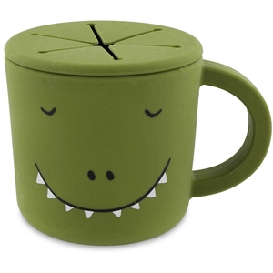 Trixie Tasse à goûter Mr. Dino en silicone 100% silicone de qualité alimentaire pour tout-petits   Durable, souple et anti-déversement pour une collation facile   Parfait pour les déplacements   Sans