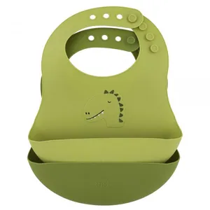 Trixie Lot De 2 Bavoirs Avec Récupérateur En Silicone Mr. Dino pas cher