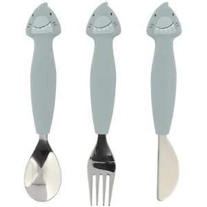 Trixie Set de 3 couverts en silicone Mr. Shark