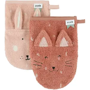 Comparateur de prix : Trixie Lot de 2 gants de toilette Mrs. Cat et Mrs. Rabbit