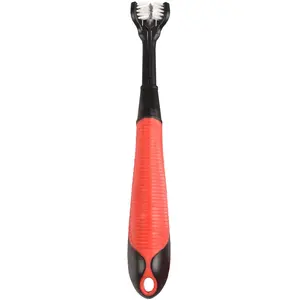 Hygiène Chien - Flamingo Brosse à dents Kerber noir et rouge - 20 cm pas cher