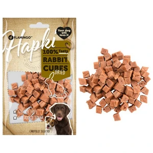 Comparateur de prix : Friandise cubes de lapin Hapki BBQ pour chien 85 g sans gluten - Flamingo