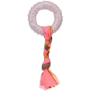Flamingo Jouet Chiot TPR Bunty Anneau Taupe 17x7,3x2,1CM pas cher