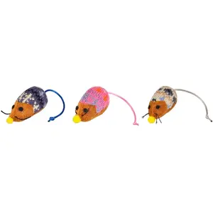 Jouet Chat - Flamingo lot de 3 Souris Mohair Multicolore