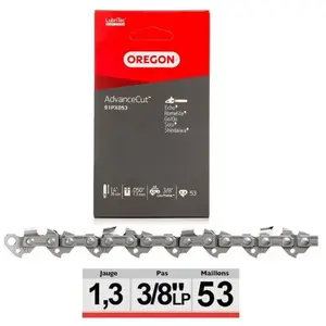 Comparateur de prix : Chaîne de tronçonneuse 3/8 1,3mm 53 DL demi-ciseau Chamfer Boite Oregon"