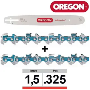 Comparateur de prix : Oregon - Pack 1 guide + 2 chaînes tronçonneuse 325 058 33cm