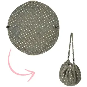 Organic Tapis D´éveil & Sac - Oiseaux Gris Foncer & Blanc