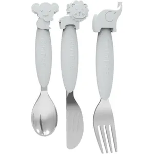 Bo Jungle Set de couverts en inox et silicone gris (3 pièces)Vendu parberceau-magique