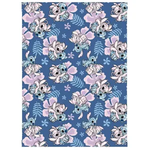 AYMAX Plaid Polaire en flanelle Disney Lilo et Stitch - Stitch - Bleu, Rose et Violet - 150x110 cmVendu parcdiscount