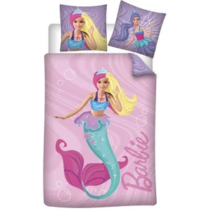 Comparateur de prix : Parure de Lit - Barbie - Sirène - 140x200 cm - 100% Coton - Oeko Tex