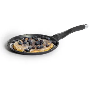 Royalty Line RL-HCP26M Poêle à crêpes Revêtement en marbre 26 cm, Noir pas cher