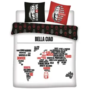 AYMAX Parure de lit double réversible Série La Casa de Papel - 220 cm x 240 cm pas cher