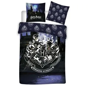 AYMAX S.P.R.L. Parure Housse de couette enfant en polyester HARRY POTTER bleu 140x200 cm
