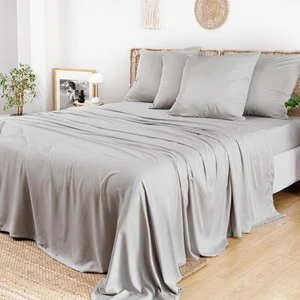 BAMBAW Drap Plat en Bambou - Gris pas cher