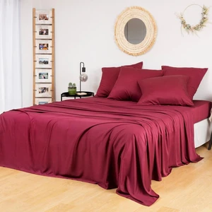 BAMBAW Drap Plat en Bambou - Bordeaux pas cher