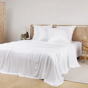 BAMBAW Drap Plat en Bambou - Blanc pas cher