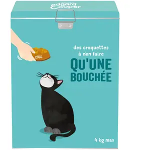 Edgard & Cooper Conteneur Croquettes Chat, Boîte de Rangement Croquettes Chat, Peut Contenir Jusqu’à 6kg de Croquettes pour Chat, Grande Boîte Bleu Turquoi en MétalVendu parzooplus