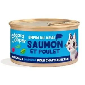 Comparateur de prix : Edgard & Cooper Morceaux Sauce Chat Saumon & Poulet 85g