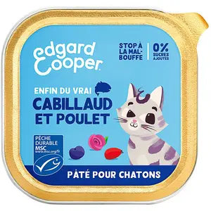 Comparateur de prix : Pâtée pour chatons au cabillaud et au poulet 85g Edgard cooper