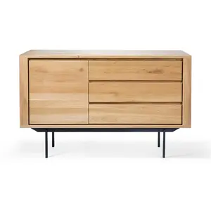 ETHNICRAFT buffet SHADOW avec 1 porte et 3 tiroirs (Naturel - Chêne et...