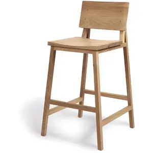 Ethnicraft - Tabouret de bar N - Bois naturel - Chêne massif - Designe... pas cher