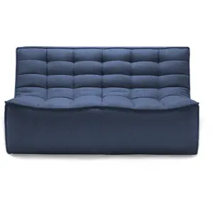 ETHNICRAFT canapé à 2 places N701 (Bleu - Tissu)