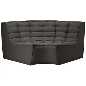 ETHNICRAFT canapé d'angle rond N701 (Gris foncé - Tissu) pas cher