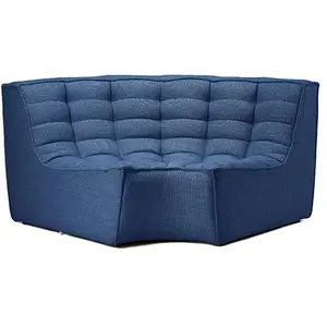 ETHNICRAFT canapé d'angle rond N701 (Bleu - Tissu) pas cher