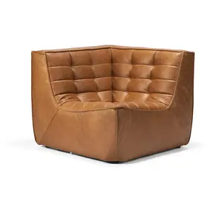 ETHNICRAFT canapé d'angle N701 (Cuir vieilli - cuir) pas cher