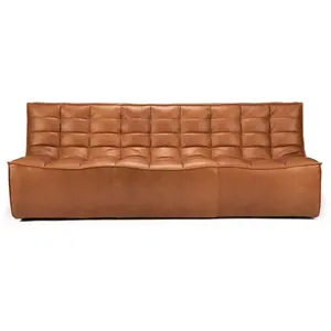 Comparateur de prix : ETHNICRAFT canapé à 3 places N701 (Cuir vieilli - cuir)