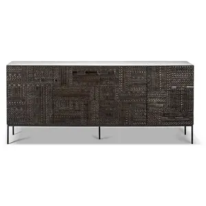 ETHNICRAFT buffet TABWA avec 4 portes (Noir - Teak)
