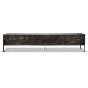 ETHNICRAFT meuble TV TABWA 240 cm (Noir - Teck et métal)
