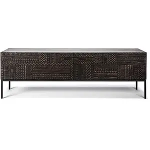 ETHNICRAFT meuble TV TABWA 160 cm (Noir - Teck et métal)