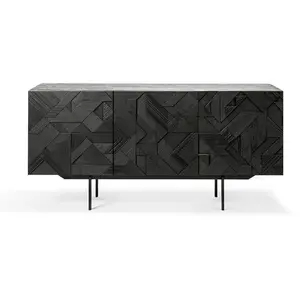 ETHNICRAFT buffet GRAPHIC avec 3 portes (Noir - Teak)