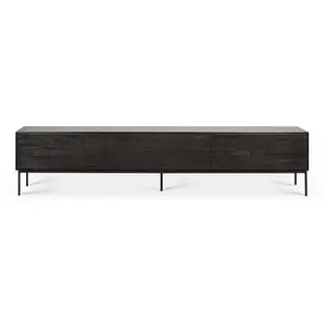 ETHNICRAFT meuble TV GROOVES 242 cm (Noir - Teck et métal)