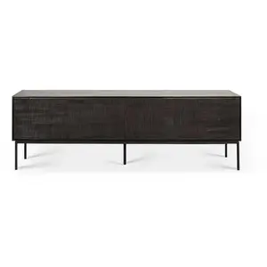 ETHNICRAFT meuble TV GROOVES 162 cm (Noir - Teck et métal)