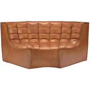 ETHNICRAFT canapé d'angle rond N701 (Cuir vieilli - cuir) pas cher