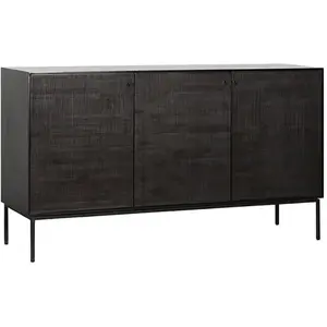 ETHNICRAFT buffet GROOVES avec 3 portes (Noir - Teck et métal)