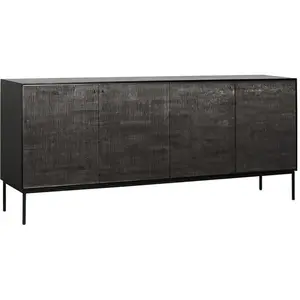 ETHNICRAFT buffet GROOVES avec 4 portes (Noir - Teck et métal)